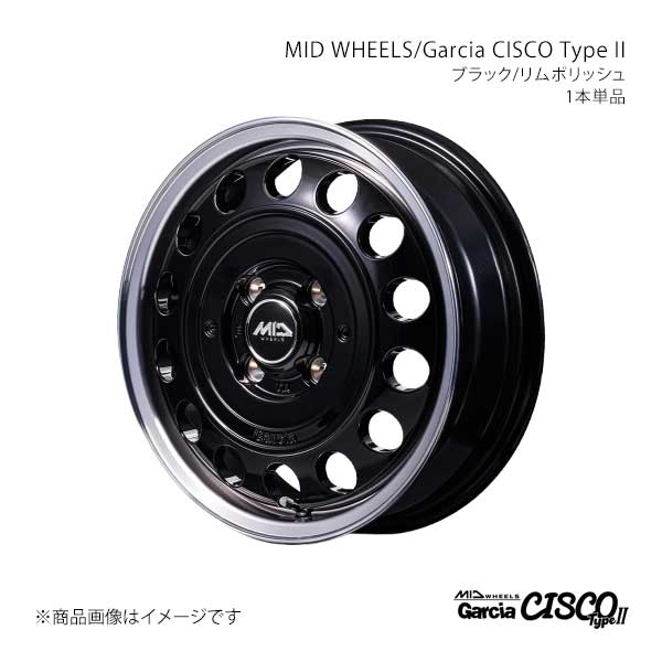 【15インチ 4H100 4.5J +45】アルミホイール1本 デイズ(DAYS)/デイズルークス B21W/A MID WHEELS/Garcia CISCO TypeII BRP D70654543345BKP0