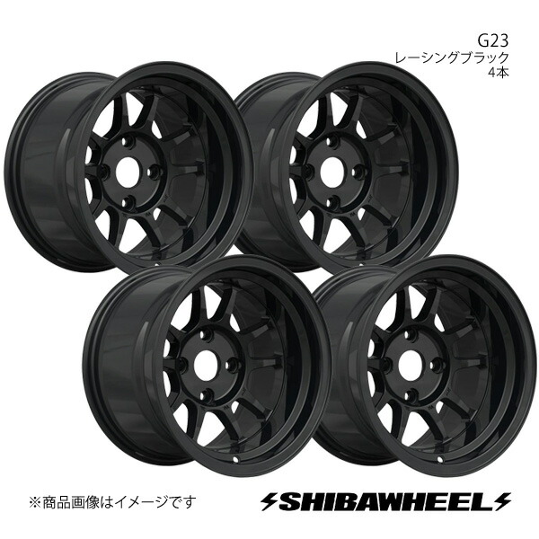 SHIBATIRE シバタイヤ シバホイール G23 アルミホイール4本セット 14×9.0J 4-114.3 INSET-25 レーシングブラック G14-03RB×4