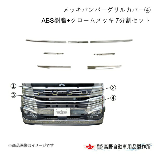 メッキバンパーグリルカバー ABS樹脂+クロームメッキ 7分割セット 三菱ふそう スーパーグレード 2023/10～ 高野自動車 タカノ AB07MT005