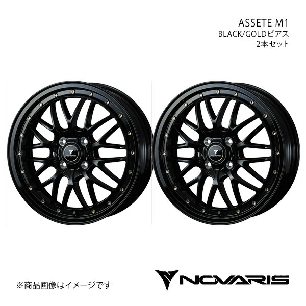 【16インチ 4H100 5.0J +45】アルミホイール2本セット フレアクロスオーバー MS31S/MS41S NOVARIS/ASSETE M1 BLACK/GOLDピアス 0041061