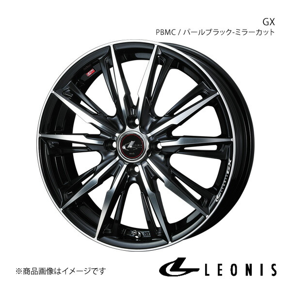 【15インチ 4H100 5.5J +43】アルミホイール1本 アクア P10系 純正タイヤサイズ(175/65-15) LEONIS/GX PBMC(パールブラック/ミラーカット) 0039333｜カー用品　車衛門
