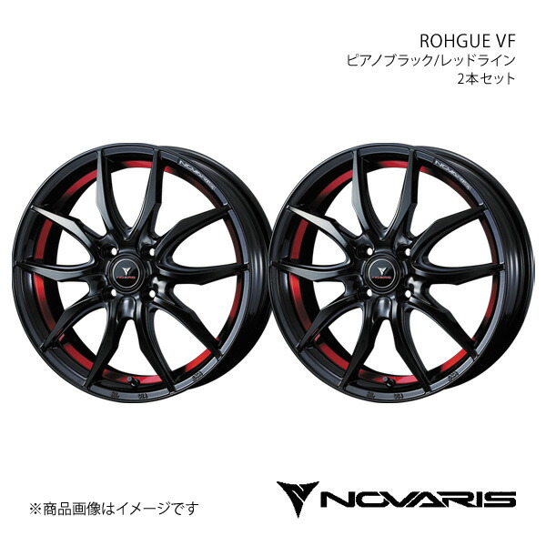 【15インチ 4H100 5.5J +43】アルミホイール2本セット アクア P10系 純正タイヤサイズ(185/60-15) NOVARIS/ROHGUE VF ピアノブラック/レッドライン 0040090×2|カー用品 車衛門