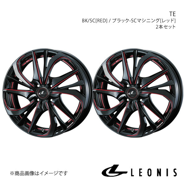 【17インチ 4H100 6.5J +42】アルミホイール2本セット ロードスター ND系 ブレンボキャリパー LEONIS/TE BK/SC[RED] 0038752&times;2｜カー用品　車衛門