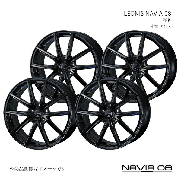 【19インチ 5H114.3 8.0J +43】アルミホイール4本セット ステージア M35/FR NAVIA 08 PBK 0042206×4