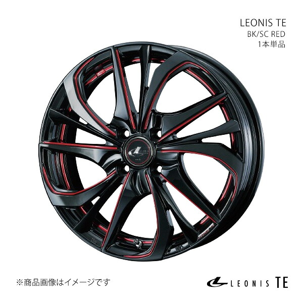 【16インチ 4H 100 5.0J +45】ホイール1本単品 LEONIS レオニス BK/SC(RED) 0038745｜カー用品　車衛門