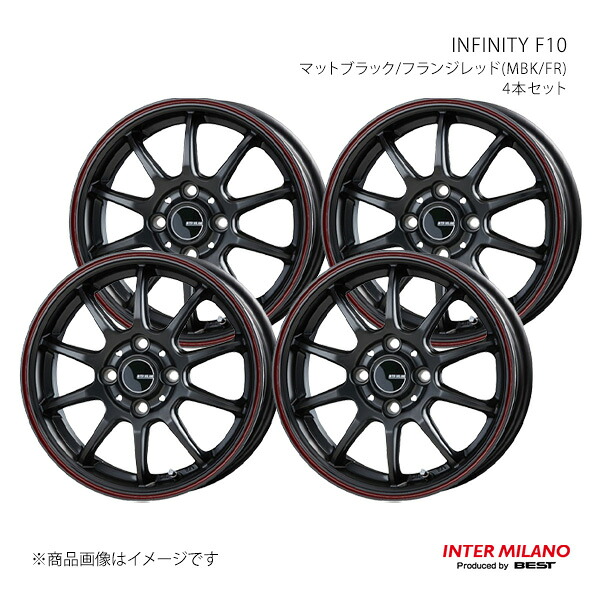 INTER MILANO インターミラノ INFINITY F10 ホイール 4本セット【14×4.5J 4-100 INSET45 マットブラック/フランジレッド】