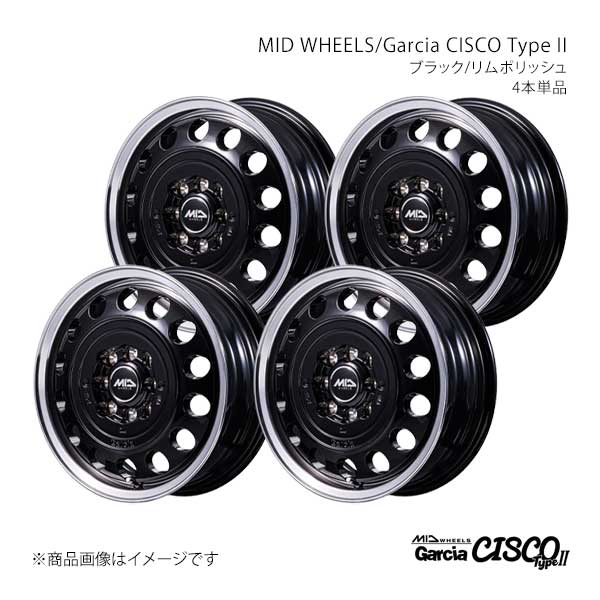 MID WHEELS/ガルシアシスコ タイプ2 アルミホイール4本セット【14×5.0J 8-100/114.3 INSET42 BRP】MID WHEELS/Garcia CISCO TypeII D70645057348BKP0×4|車高調 カー用品専門店 車楽院