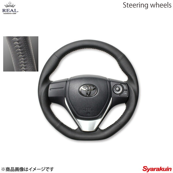 REAL レアル ステアリング TOYOTA/トヨタ アイシス 10系 後期 オリジナルシリーズ ガングリップ ブラックオールレザー シルバーステッチ|車高調 カー用品専門店 車楽院