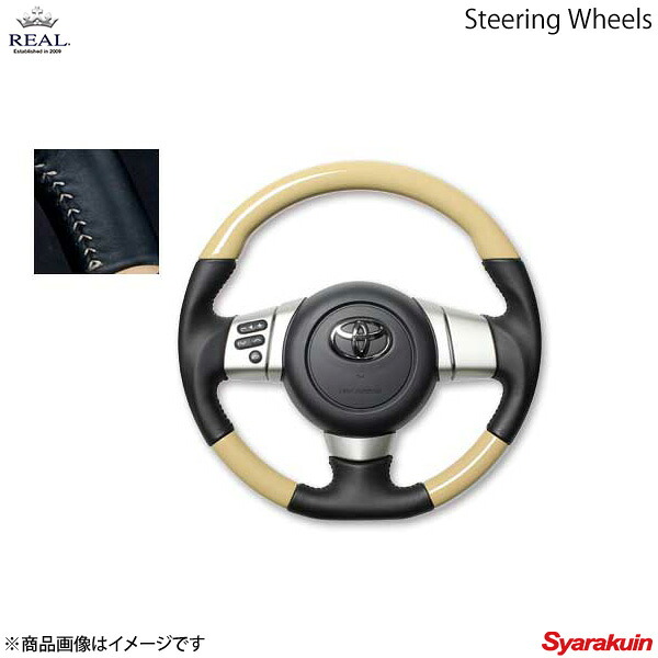 REAL レアル ステアリング TOYOTA/トヨタ FJクルーザー GSJ15W オリジナルシリーズ ガングリップ ベージュカラー シルバーステッチ|車高調 カー用品専門店 車楽院