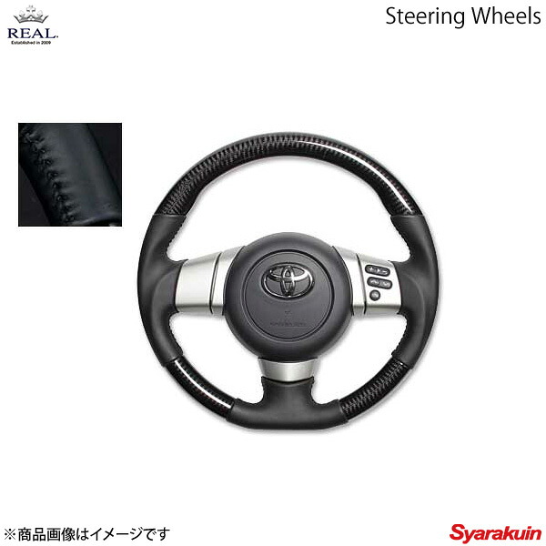 REAL レアル ステアリング TOYOTA/トヨタ FJクルーザー GSJ15W オリジナルシリーズ ガングリップ ブラックカーボン ブラックステッチ｜車高調　カー用品専門店　車楽院