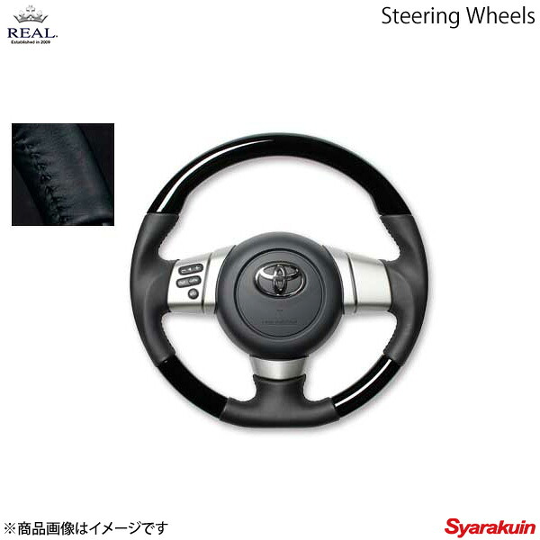 REAL レアル ステアリング TOYOTA/トヨタ FJクルーザー GSJ15W オリジナルシリーズ ガングリップ ピアノブラック ブラックステッチ