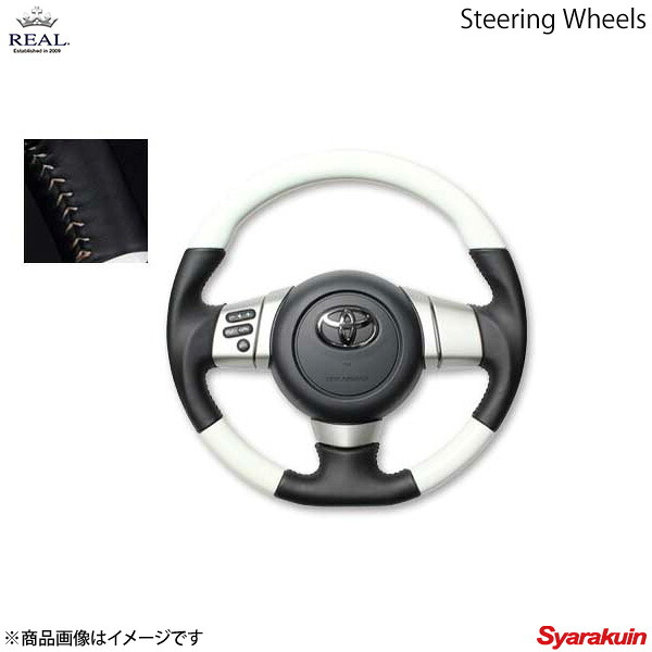 REAL レアル ステアリング TOYOTA/トヨタ FJクルーザー GSJ15W オリジナルシリーズ ガングリップ ホワイトカラー シルバーステッチ｜車高調　カー用品専門店　車楽院