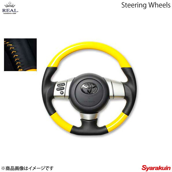 REAL レアル ステアリング TOYOTA/トヨタ FJクルーザー GSJ15W オリジナルシリーズ ガングリップ イエローカラー イエローステッチ|車高調 カー用品専門店 車楽院