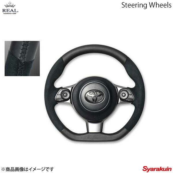 REAL レアル ステアリング TOYOTA/トヨタ GR SPORT マークX 130系 オリジナルシリーズ ガングリップ ブラックレザー＆ウルトラスエード ブラックステッチ 36,321円