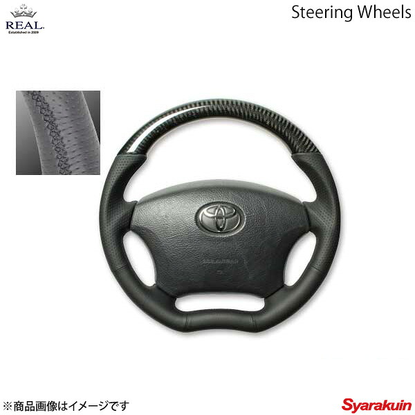 REAL レアル ステアリング TOYOTA/トヨタ アルファード 10系 オリジナルシリーズ ガングリップ ブラックカーボン ブラック ユーロステッチ｜車高調　カー用品専門店　車楽院