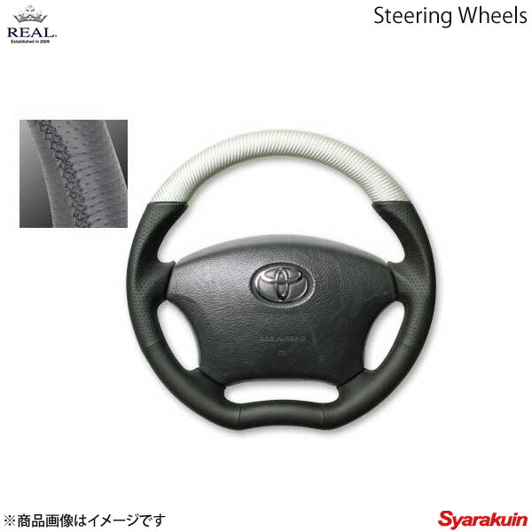 REAL レアル ステアリング TOYOTA/トヨタ アルファード 10系 オリジナルシリーズ ガングリップ マットシルバーカーボン ブラック ユーロステッチ｜車高調　カー用品専門店　車楽院