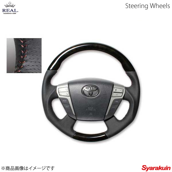 REAL レアル ステアリング TOYOTA/トヨタ アルファードハイブリッド 20系 オリジナルシリーズ ガングリップ アルヴェルブラックウッド ブラウンステッチ