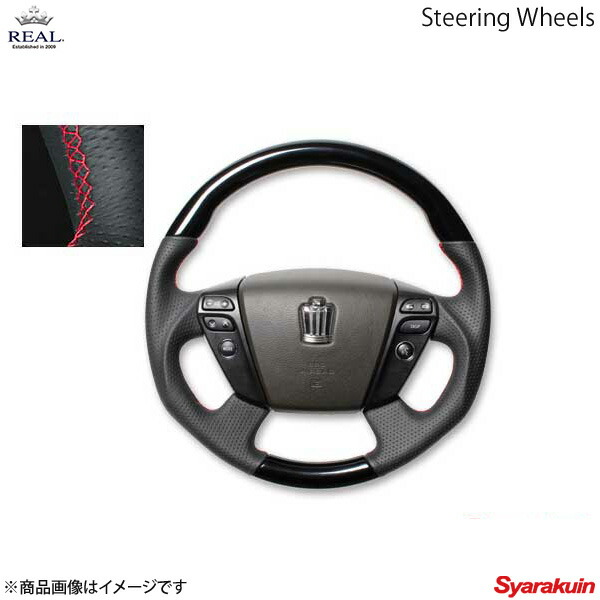 REAL レアル ステアリング TOYOTA/トヨタ クラウンロイヤル 200系 オリジナルシリーズ ガングリップ ピアノブラック レッド ユーロステッチ 28,235円