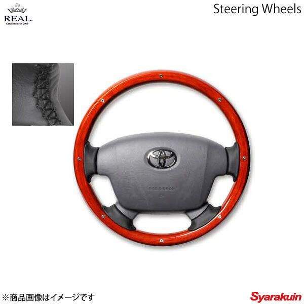 REAL レアル ステアリング TOYOTA/トヨタ ランドクルーザー 70系 オリジナルシリーズ オールウッドスタッド付 ライトブラウンウッド/スタッド ブラックステッチ