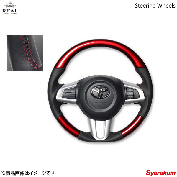 純正パーツ エアバッグ対応 M90 Rdw Rd パールレッド 車用品 Real レアル ステアリング ハンドル ガングリップ 内装パーツ ステアリング Toyota トヨタ メーカー直売の ルーミー 900系 オリジナルシリーズ ガングリップ パールレッド レッド ブラック ユーロステッチ 車