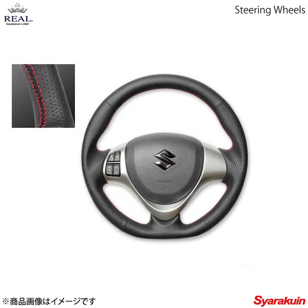 超格安 純正パーツ エアバッグ対応 Mr31 Lpb Rd Real レアル ステアリング Suzuki スズキ アルト Ha25 後期 Ha35 後期 オリジナルシリーズ ガングリップ オールレザー レッド ブラック ユーロステッチ まとめ買い