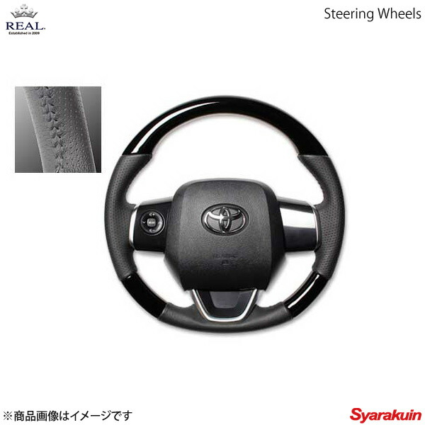 REAL レアル ステアリング TOYOTA/トヨタ シエンタ 170系 オリジナルシリーズ ノーマルグリップ ピアノブラック ブラックステッチ