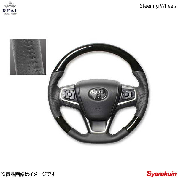 REAL レアル ステアリング TOYOTA/トヨタ エスティマハイブリッド 50系 4型 オリジナルシリーズ ガングリップ ブラックウッド ブラックステッチ