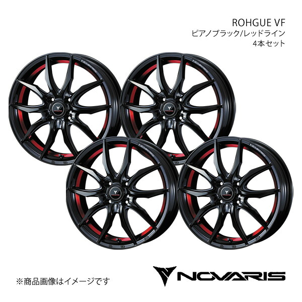 NOVARIS/ROHGUE VF ヴィッツ 130系 純正タイヤサイズ(205/45-17) ホイール 4本セット 0040064×4【17×6.5J 4-100 INSET42 ピアノブラック/レッドライン】