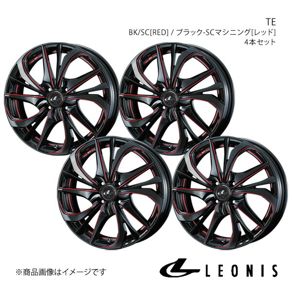 LEONIS/TE ワゴンR MH34S/MH44S ホイール 4本セット 0038745×4【16×5.0J 4-100 INSET45 BK/SC[RED]】