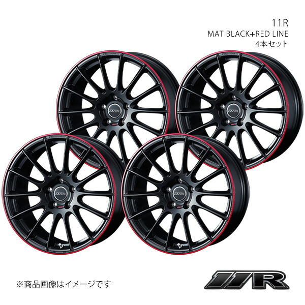 11R 11アール ホイール 4本セット 0039405×4 【18×9.0J 5-112 INSET32 MAT BLACK+RED LINE　】