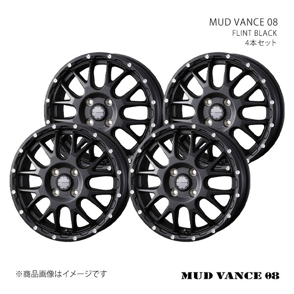 MUD VANCE 08 マッドヴァンス ゼロエイト ホイール 4本セット 0041122×4 【14×5.0J 4-100 INSET35 FLINT BLACK】