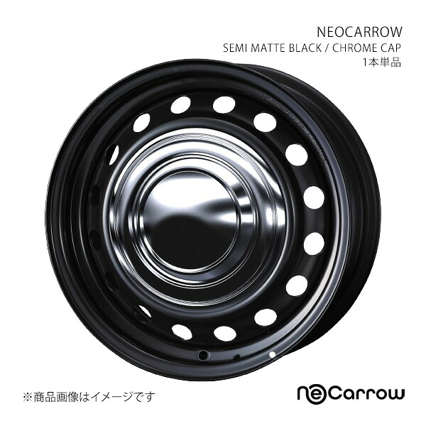 NEOCARROW ネオキャロ ホイール 1本単品 0014046 【15&times;6.0J 6-139.7 INSET35 SEMI MATTE BLACK/CHROME CAP】｜車高調　カー用品専門店　車楽院
