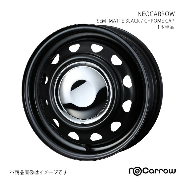 NEOCARROW ネオキャロ ホイール 1本単品 0014043 【14×4.5J 8-100/114.3 INSET45 SEMI MATTE BLACK/CHROME CAP】