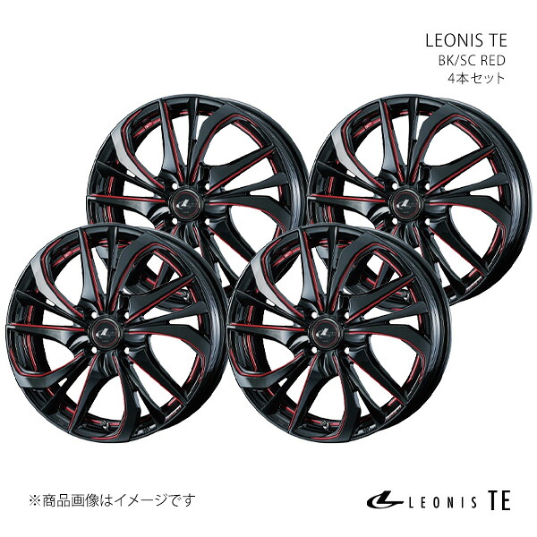LEONIS TE レオニス ティーイー ホイール 4本セット 0038740×4 【15×4.5J 4-100 INSET45 BK/SC(RED)】|車高調 カー用品専門店 車楽院