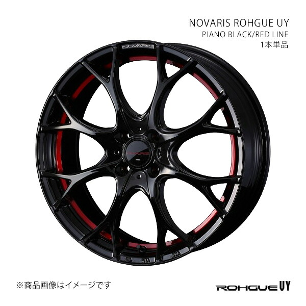 NOVARIS ROHGUE UY ノヴァリス・ローグ ユーワイ ホイール 1本単品 0042163 【17×6.5J 4-100 INSET42 PIANO BLACK/RED LINE】