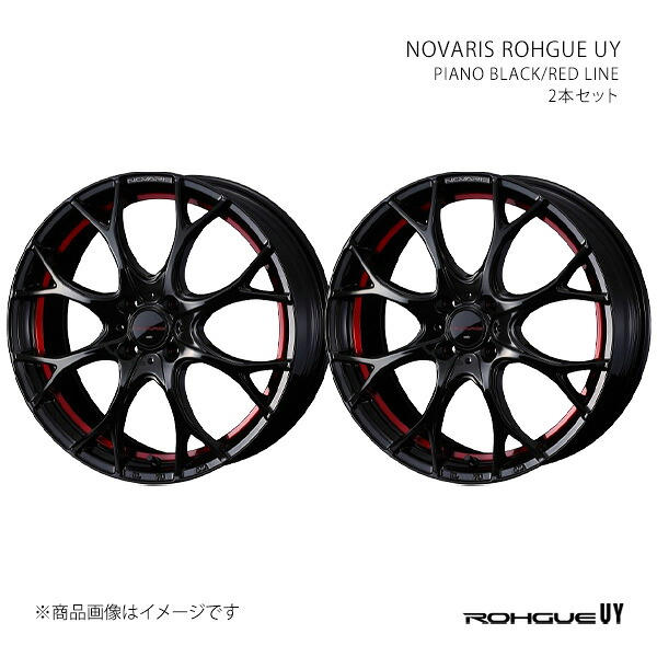 NOVARIS ROHGUE UY ノヴァリス・ローグ ユーワイ ホイール 2本セット 0042160&times;2 【15&times;5.5J 4-100 INSET43 PIANO BLACK/RED LINE】｜車高調　カー用品専門店　車楽院