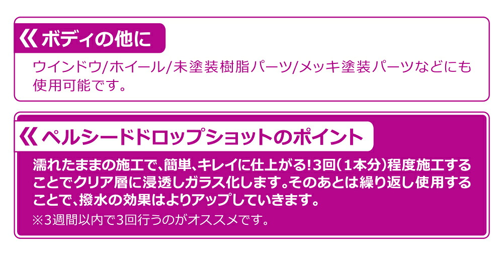 Tvcm放映中 2本セット ペルシード ドロップショット 撥水タイプ Pcd 23 スプレーして拭くだけ 全塗装色 コーティング施工車にも対応 ガラスコーティング剤 車 Ocrmglobal Com