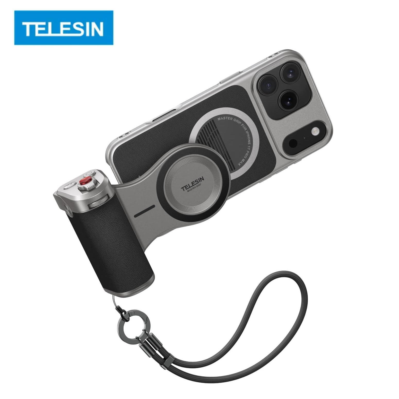TELESIN iPhone17 Pro マグネット カメラグリップ & 冷却ケース セット 自撮りグリップ iphone カメラハンドル APP制御 Bluetoothリモコン 両面磁石 ズーム機能 二段階シャッター スマホスタンド 1/4\