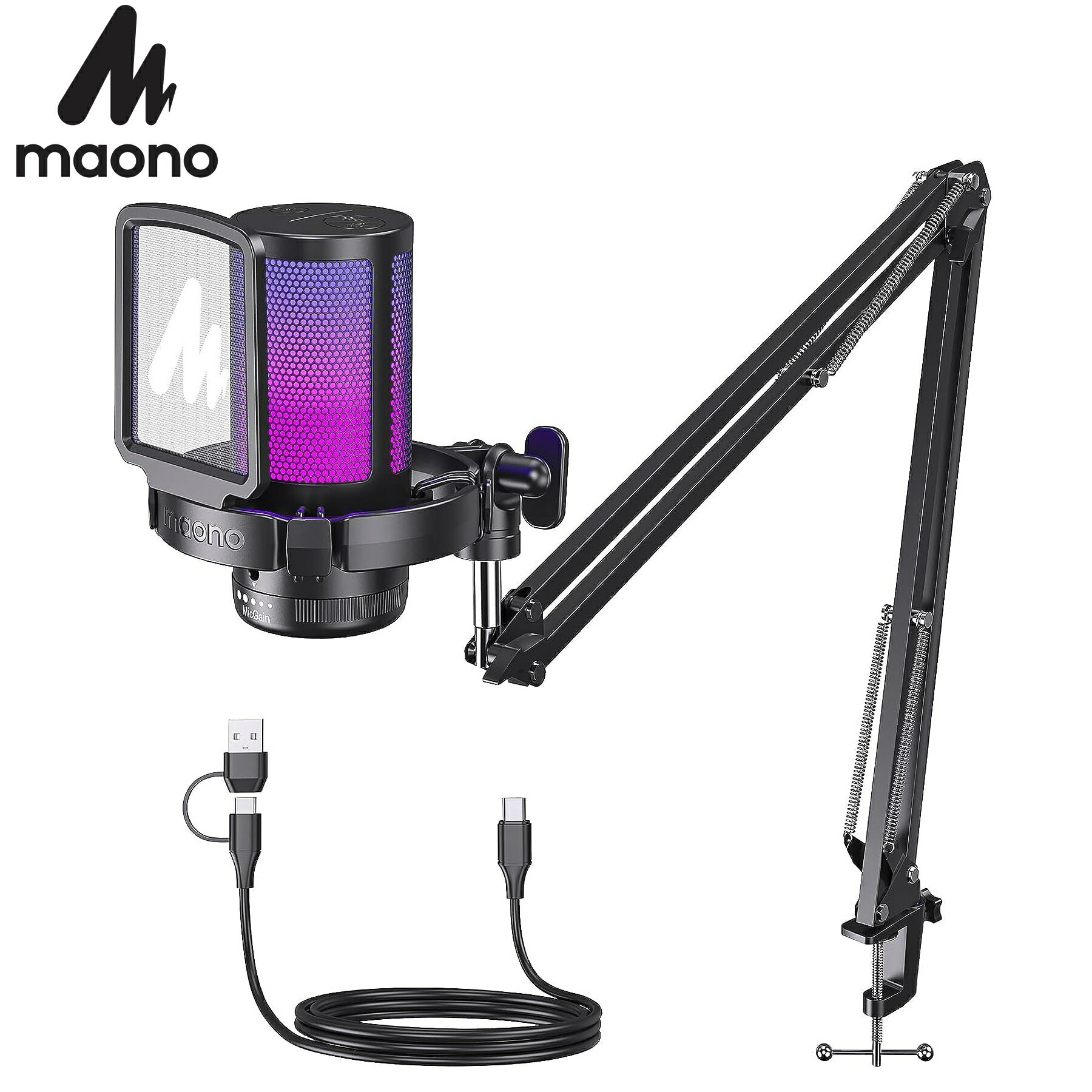 maono コンデンサーマイクセット 配信用 収録用 Amazon.co.jp: MAONO USBマイク コンデンサーマイク PC マイク