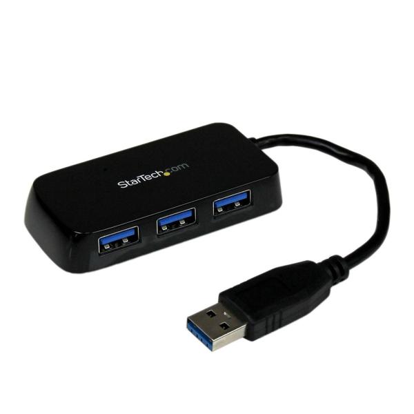StarTech.com 4ポート SuperSpeed USB3.0ハブ ポータブルミニUSB Hub 1x USB A (オス)-4x USB 3.0 A (メス) ブラック ST4300MINU3B