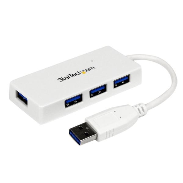 StarTech.com 4ポート SuperSpeed USB3.0ハブ ポータブルミニUSB Hub 1x USB A (オス)-4x USB 3.0 A (メス) ホワイト ST4300MINU3W