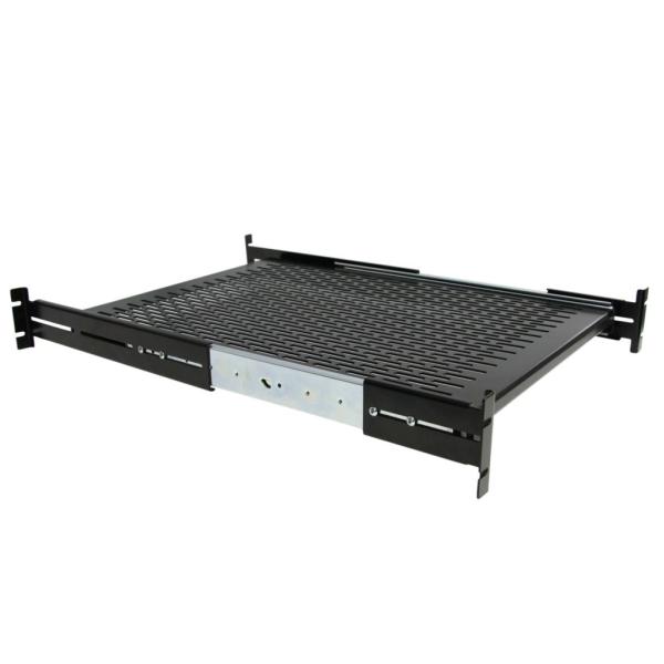 StarTech.com 2U 放熱穴付スライド式サーバーラック棚板/収納棚(奥行き調整可能) 耐荷重22.7kg 奥行き510-740mmに対応 ロックキング機能付き UNISLDSHF19