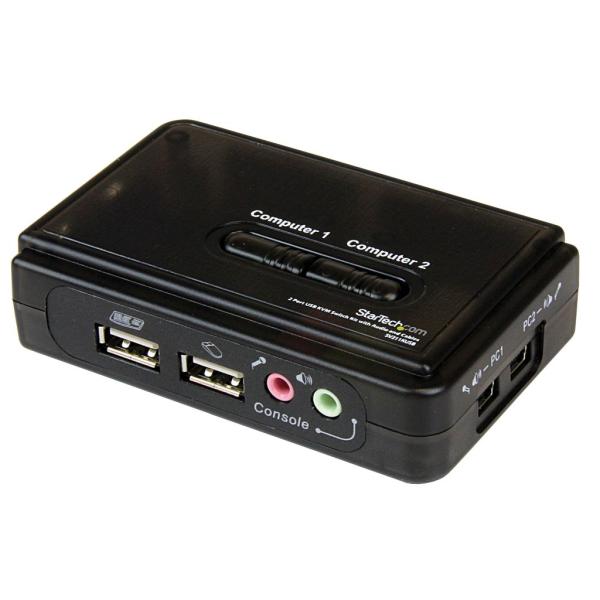 StarTech.com 2ポートUSB接続KVMスイッチ(オーディオ対応/ケーブル付属) 2台用PCパソコン/CPU切替器(ブラック) 解像度2048x1536 SV211KUSB