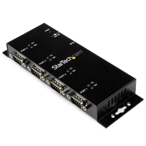 StarTech.com ウォールマウント型産業用 USB - 4ポートRS232Cシリアル変換ハブ DINレールクリップ付き COMポート番号保持機能 ICUSB2324I
