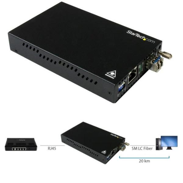 StarTech.com ギガビットイーサネット対応光メディアコンバータ1000BASE-T(RJ45) - 1000BASE-LX(シングルモード LC) 20km ET91000SM20｜シネックスストア