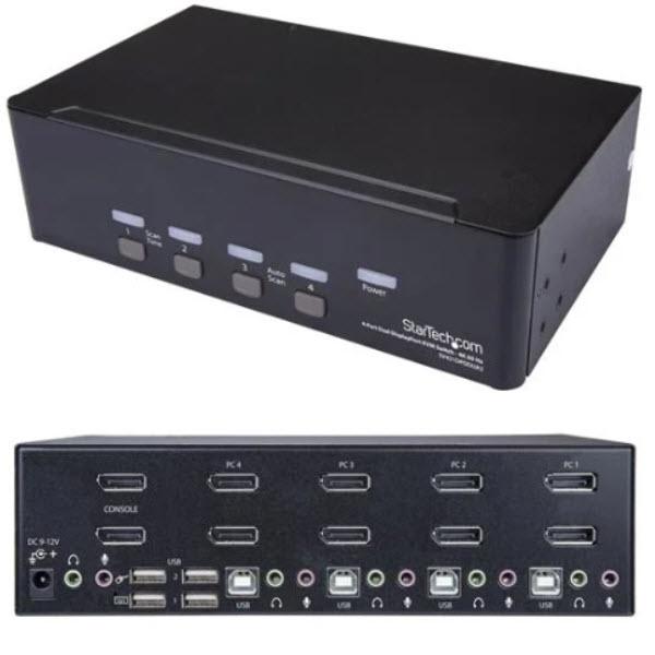 StarTech.com 4ポート デュアルDisplayPort KVMスイッチ 4K/60Hz DisplayPort 1.2 対応PC/CPU/パソコン切替器 SV431DPDDUA2