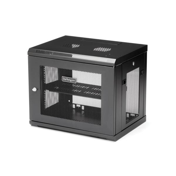 StarTech.com 19インチ サーバーラック/9U/2ポスト/壁掛けタイプ/取付奥行15cm-38cm/ロック付きラックキャビネット/通気スリット・メッシュ RK9WALM