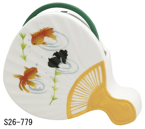 蚊遣器 うちわ 金魚 日本製 蚊遣り器 陶器 蚊取り線香入れ 国産 和雑貨 置物 かわいい オブジェ 飾り物 置き物 レトロ 和風 和モダン 和室 和柄 ノスタルジック おしゃれ 可愛い 団扇 きんぎょ Giosenglish Com