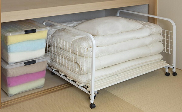 キャスター付き 樹脂すのこ布団収納ラック 伸縮 家具のショウエイ樹脂すのこ布団収納ラック 布団収納ラック デスク すのこ 押入れ収納 食器棚 スノコ 白黒 押入れ収納 押し入れ収納 キャスター付