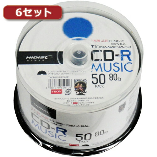 6セットHI DISC CD-R(音楽用)高品質 50枚入 容量:80分 TYCR80YMP50SPX6 敬老の日